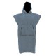 Slate blue cotton poncho towel with hood front pocket and soft absorbent fabric designed for beach swimming surfing and outdoor changing use
