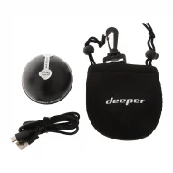 Deeper Smart Sonar PRO+ 2 portable fish finder with Wi-Fi, built-in GPS, charging cable and carry pouch designed for kayak fishing, shore fishing and boat sonar mapping