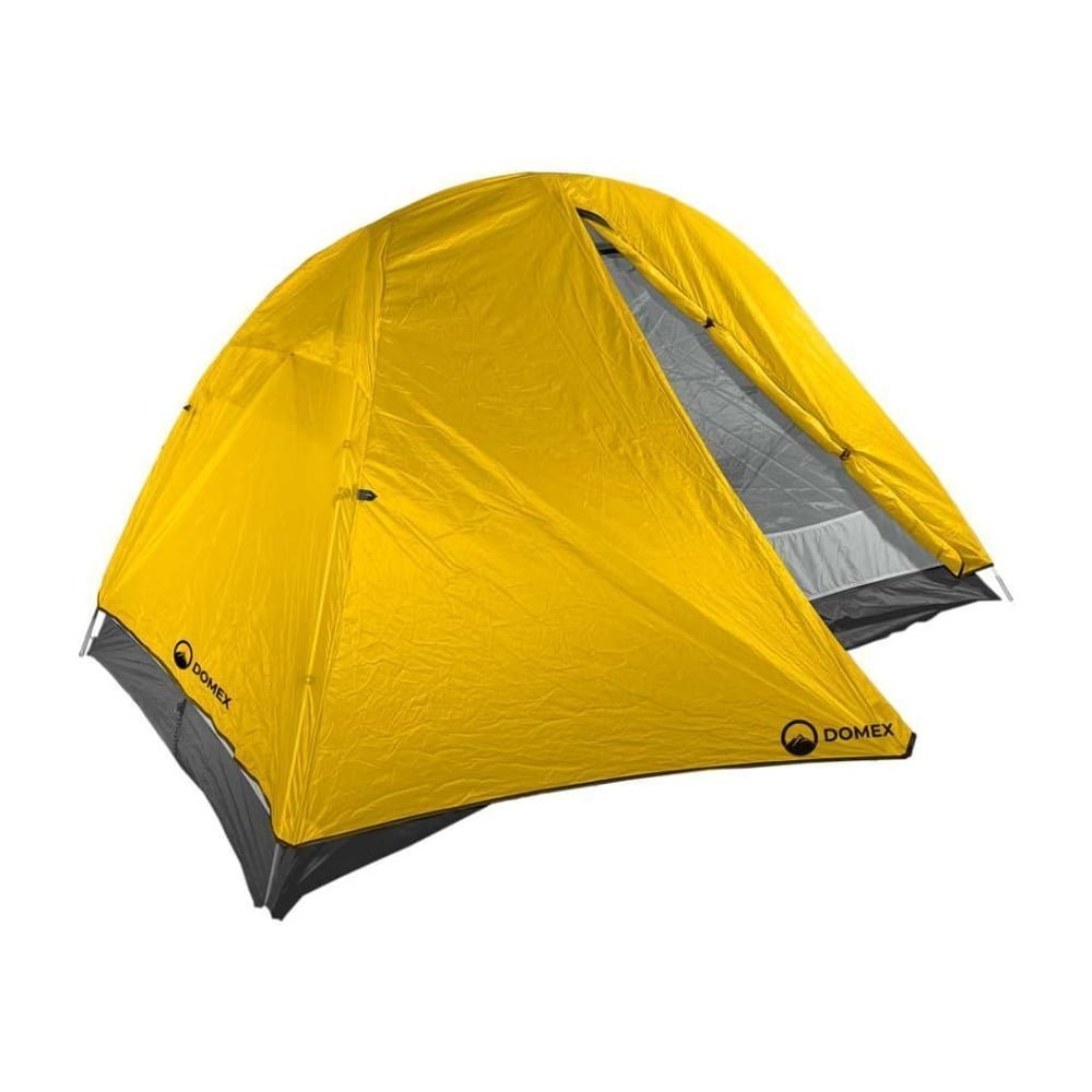 Domex Ascent lightweight 1-2 person tramping dome tent in yellow designed for hiking, backpacking, camping and outdoor adventures