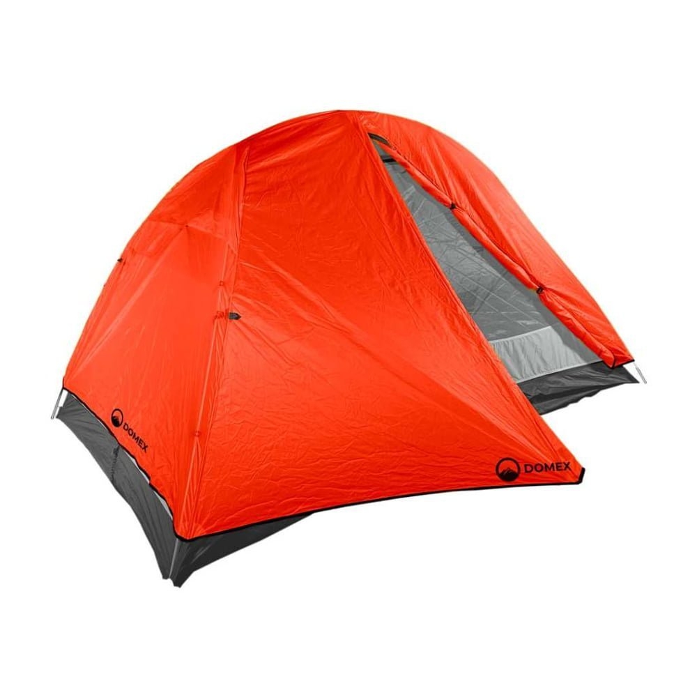 Domex Scout lightweight 1-2 person backpacking dome tent in bright orange designed for hiking, camping and outdoor adventures