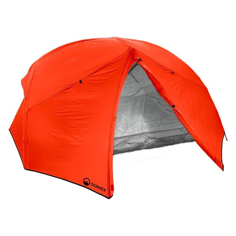 Domex Scout lightweight 2-3 person backpacking dome tent in bright orange designed for hiking, camping, trekking and outdoor adventures