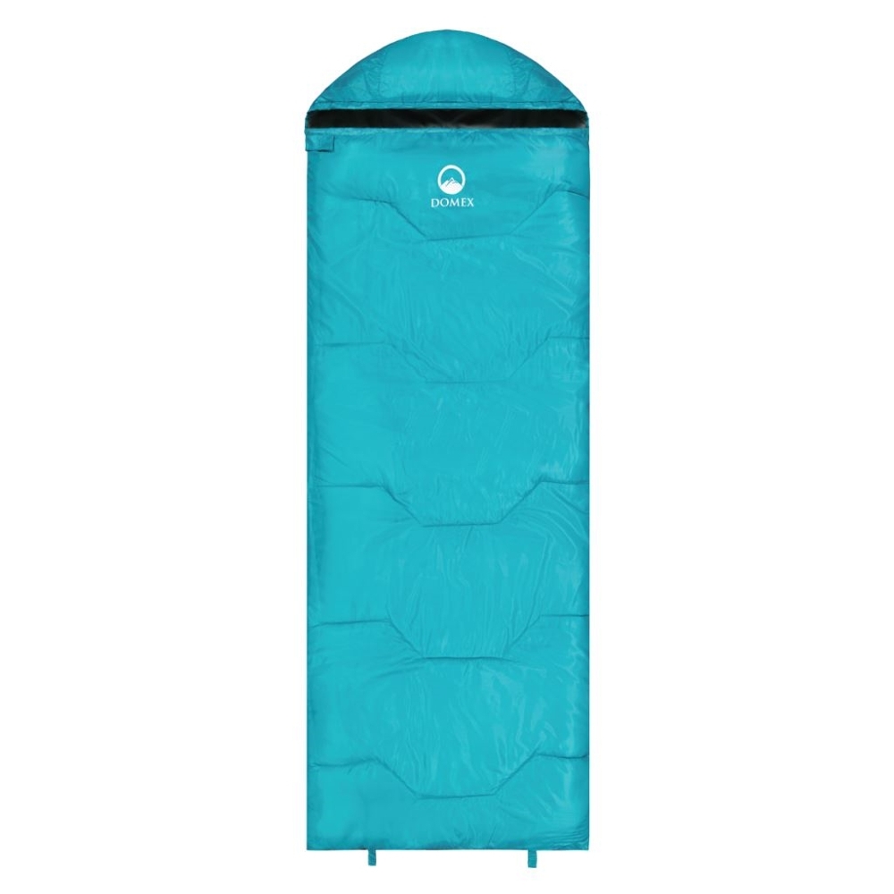 Domex Summer Night 15C sleeping bag in teal designed for warm weather camping, travel, hiking and summer outdoor adventures