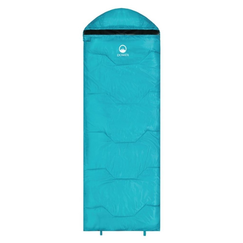 Domex Summer Night 15C sleeping bag in teal designed for warm weather camping, travel, hiking and summer outdoor adventures