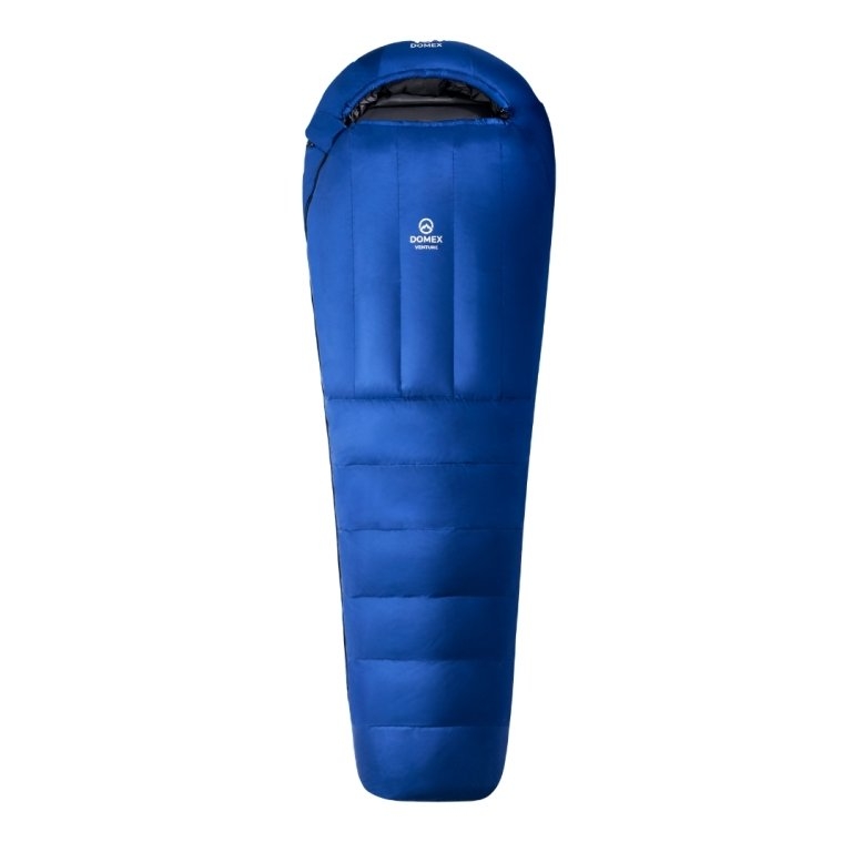 Domex Venture 3-Season -10C sleeping bag in midnight blue featuring hydrophobic duck down insulation for hiking, camping and backpacking adventures