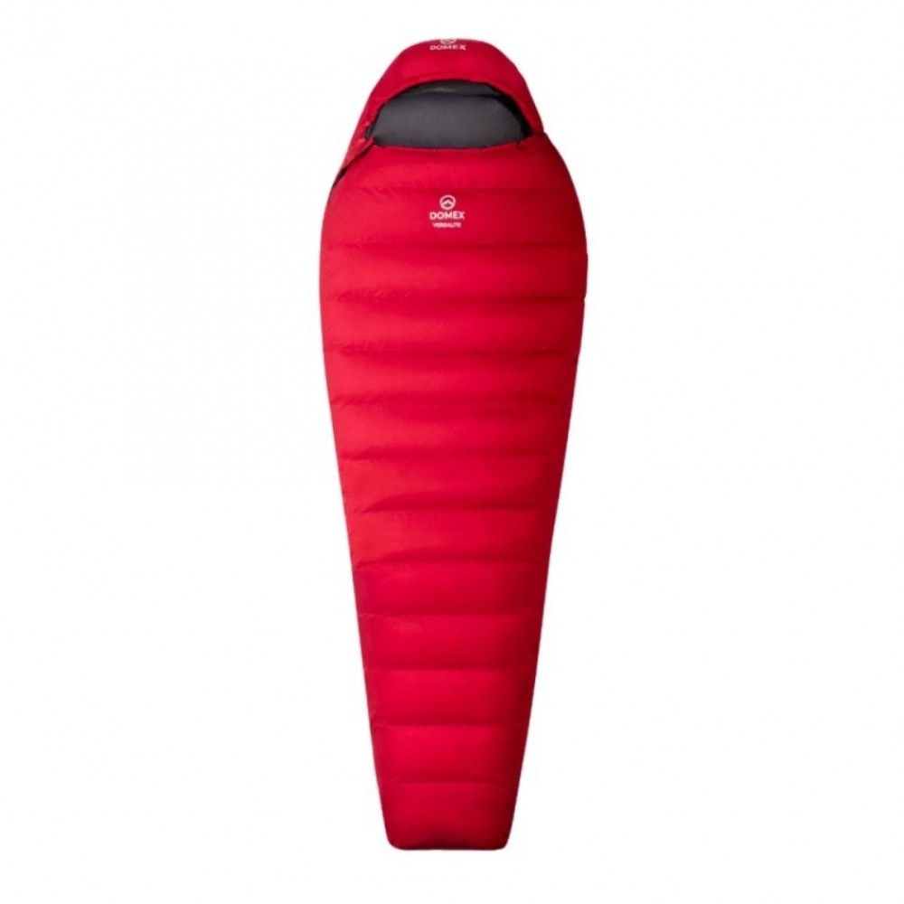 Domex Versalite -6C standard sleeping bag in true red designed for camping, hiking and cold weather outdoor adventures