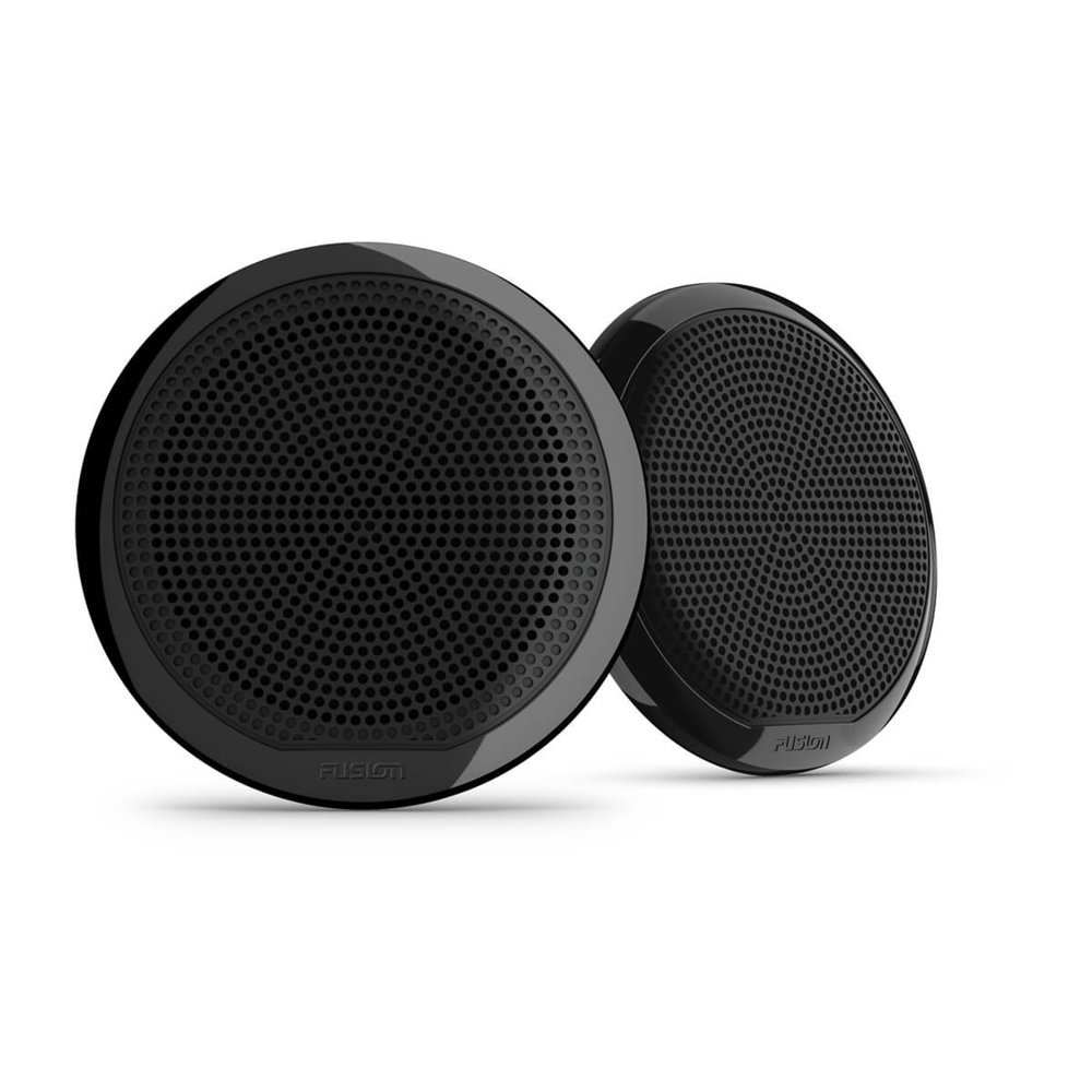 Pair of Fusion EL Series 6.5 inch marine speakers in classic black with waterproof design for boats yachts and marine entertainment systems