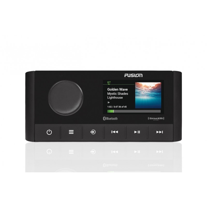 Fusion MS-RA210 marine entertainment system with colour display Bluetooth connectivity and premium audio controls for boats yachts and marine sound systems