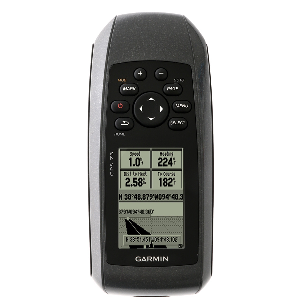 Garmin GPS 73 handheld GPS navigator with high sensitivity receiver monochrome display and waterproof floating design for marine and outdoor navigation