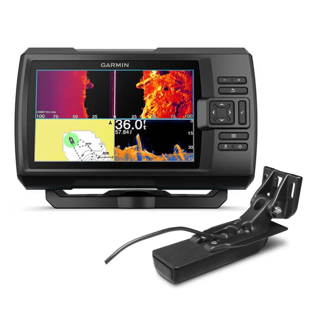 Garmin STRIKER Vivid 7sv fishfinder with CHIRP ClearVu SideVu sonar and GT52HW TM transducer featuring large color display for advanced marine fishing and navigation