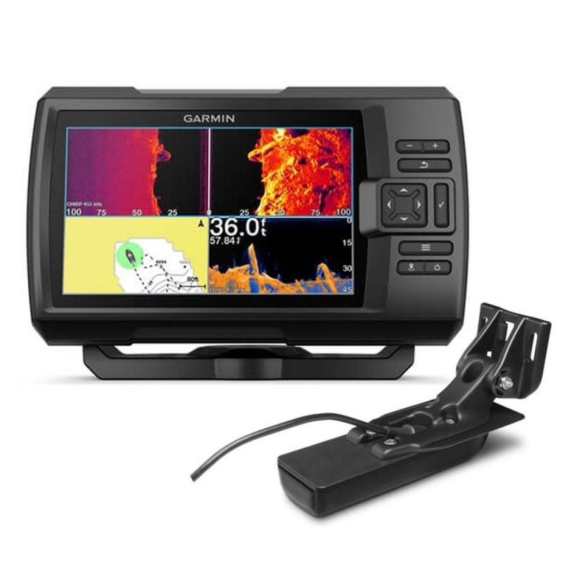 Garmin STRIKER Vivid 7sv fishfinder with CHIRP ClearVu SideVu sonar and GT52HW TM transducer featuring large color display for advanced marine fishing and navigation