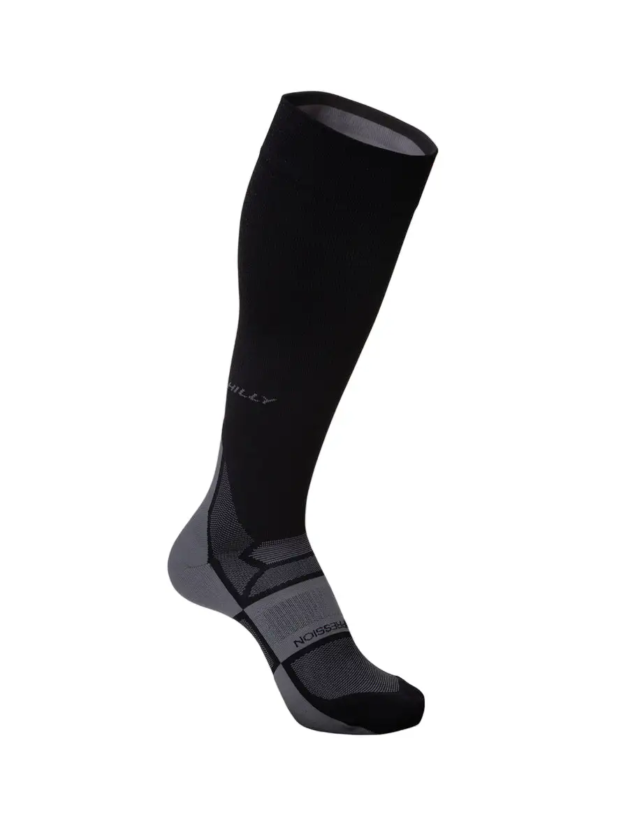 Hilly Pulse compression running socks with minimum cushioning, graduated compression support and breathable fabric designed for running, recovery and endurance sports performance