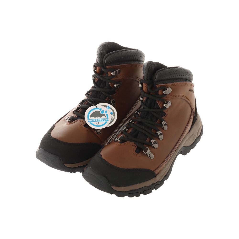 Northside McKinley waterproof men’s hiking boots in brown leather with padded ankle support rugged traction outsole durable toe protection and outdoor trail design