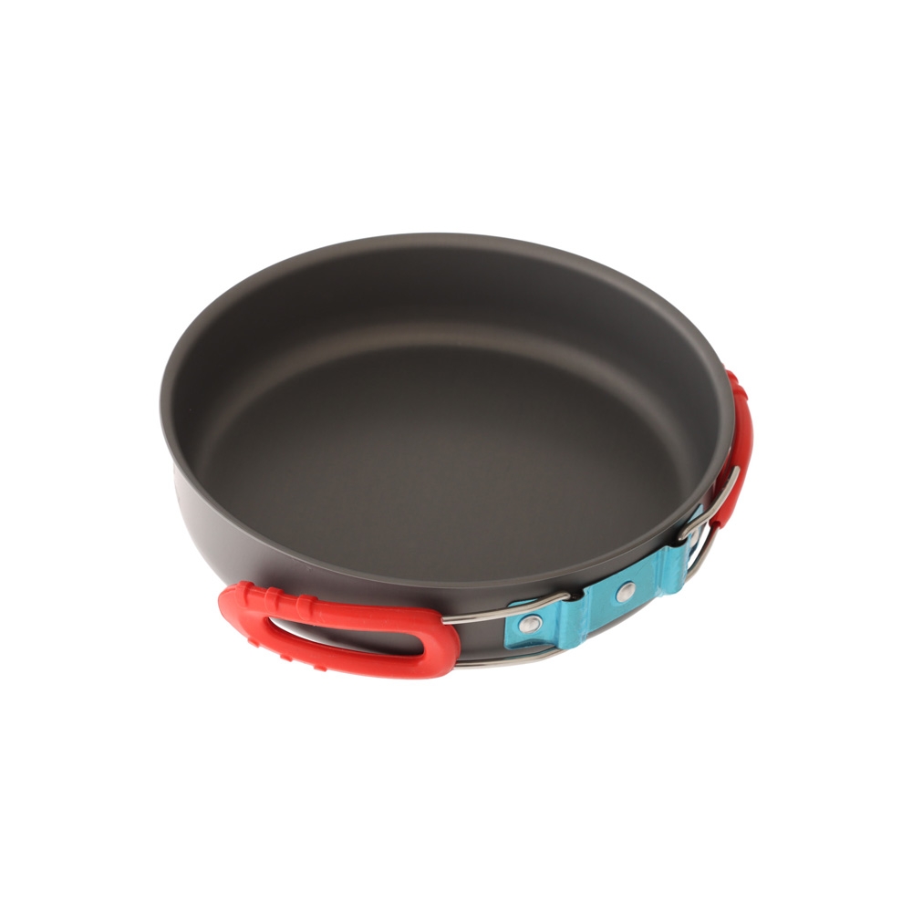 Domex 19cm anodised camping frying pan with foldable handle designed for lightweight outdoor cooking, hiking, camping and backpacking adventures