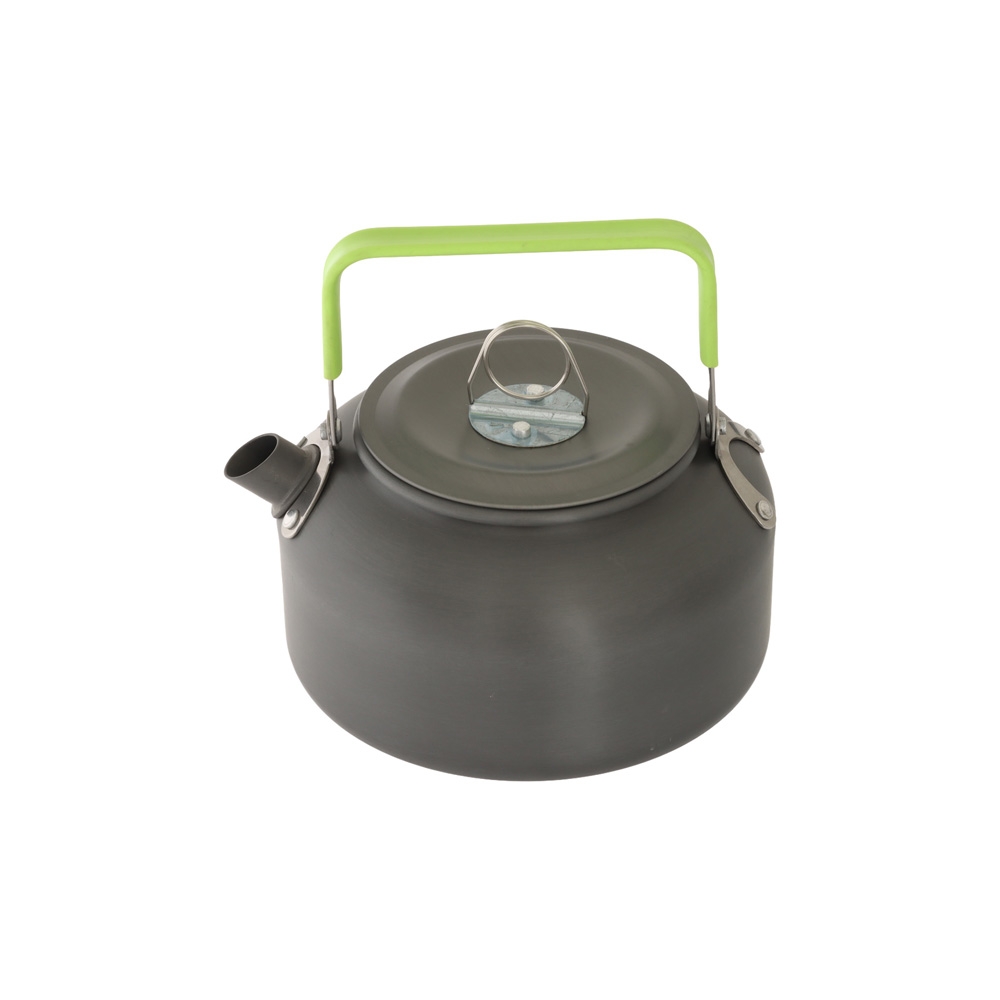 Domex 0.8L anodised camping kettle with foldable handle designed for lightweight outdoor cooking, hiking, camping and backpacking adventures