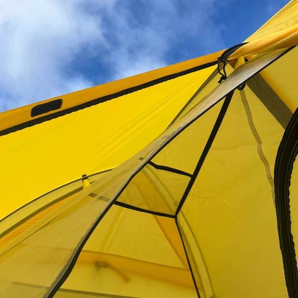 Domex Ascent 2-3 Person Lightweight Tramping Dome Tent Domex Ascent lightweight 2-3 person tramping dome tent in yellow designed for hiking, backpacking, camping and outdoor adventures