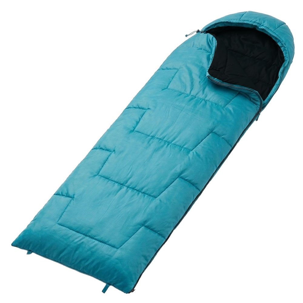 Domex Summer Night 15C sleeping bag in teal designed for warm weather camping, travel, hiking and summer outdoor adventures