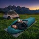 Domex Summer Night 15C sleeping bag in teal designed for warm weather camping, travel, hiking and summer outdoor adventures