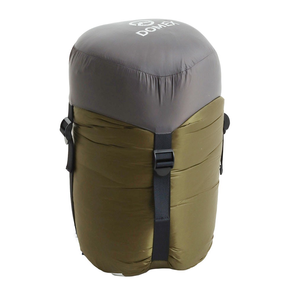 Domex Venture 3-Season -10C sleeping bag in olive green featuring hydrophobic duck down insulation for camping, hiking and backpacking adventures