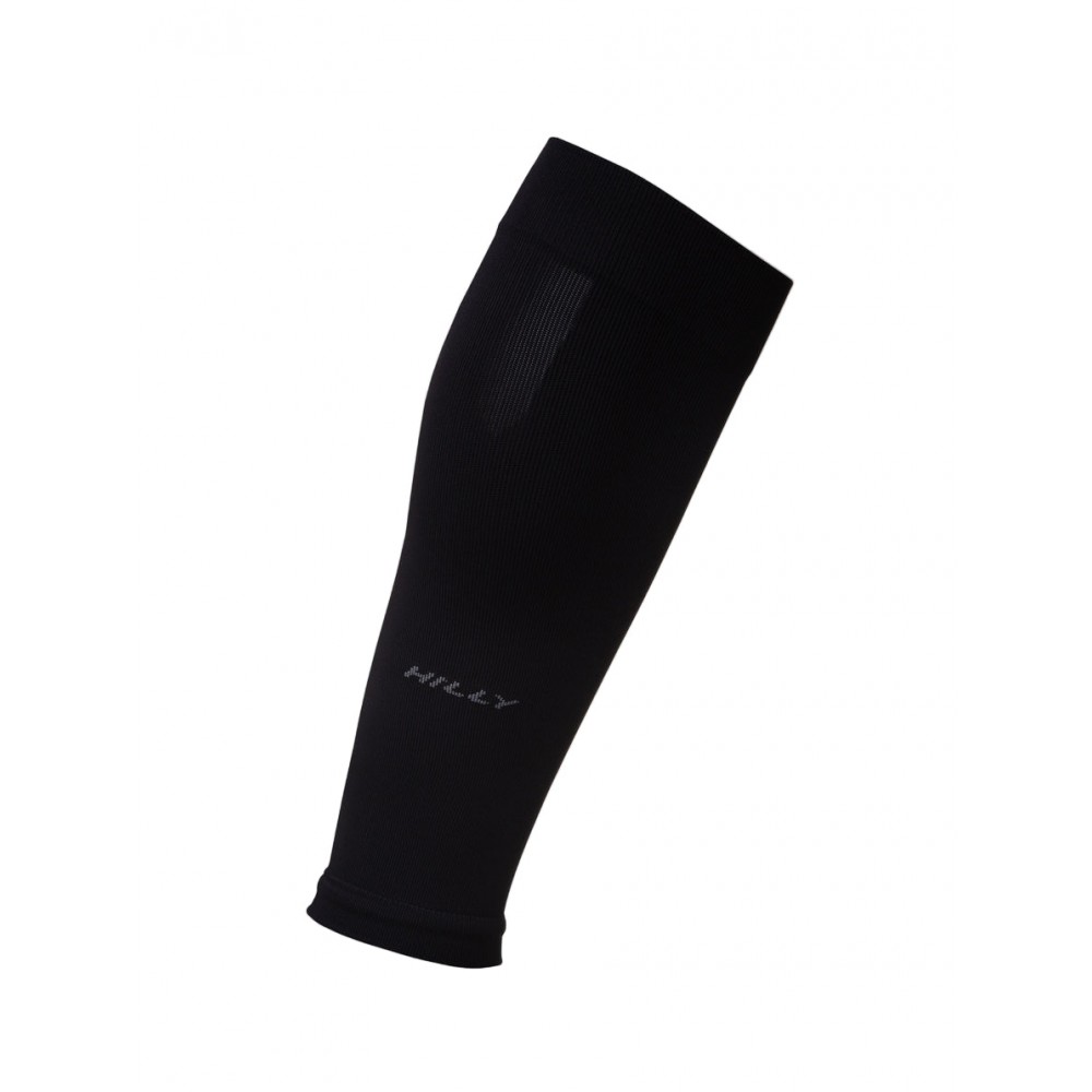 Hilly Pulse Sleeve Zero compression calf sleeves in black designed for running, recovery, muscle support and endurance sports performance