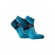 Hilly Trail Quarter running socks in turquoise with cushioned support, breathable mesh panels and moisture-wicking performance for trail running and hiking adventures