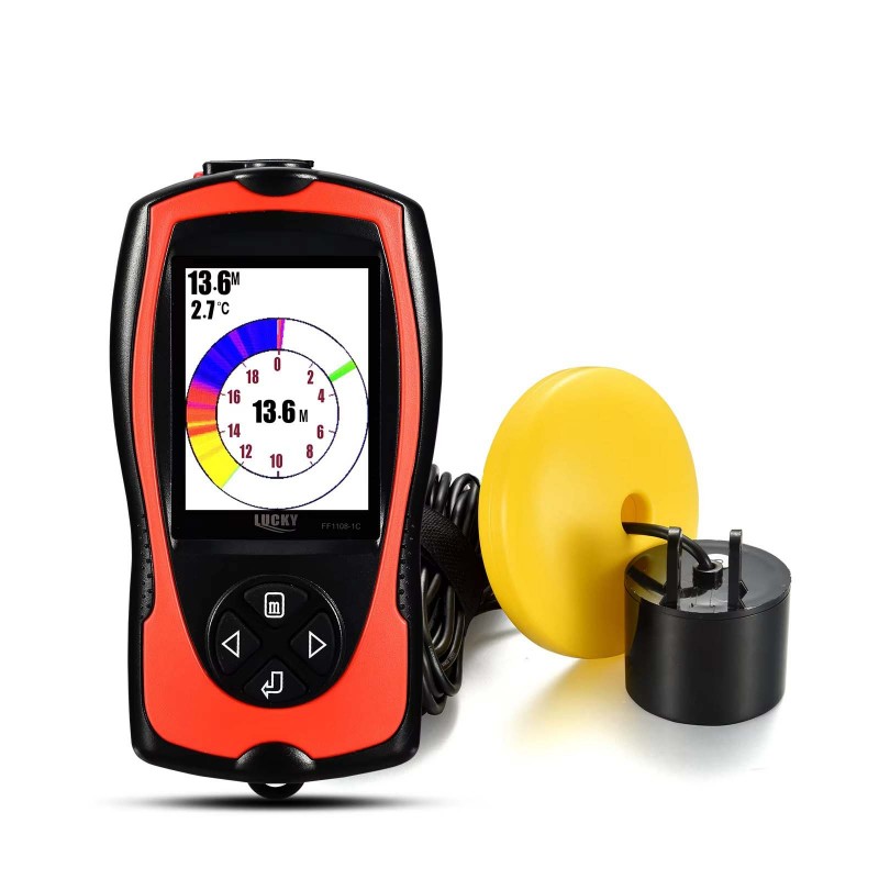 LuckyLaker FF1108-1CT portable colour fish finder with LCD depth display and wired sonar transducer float for kayak boat and shore fishing