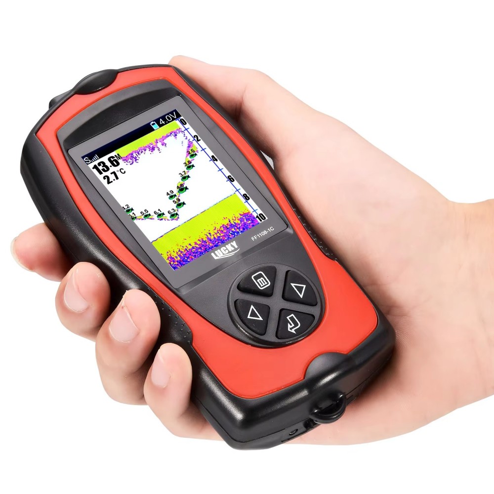 LuckyLaker FF1108-1CT portable colour fish finder with LCD depth display and wired sonar transducer float for kayak boat and shore fishing