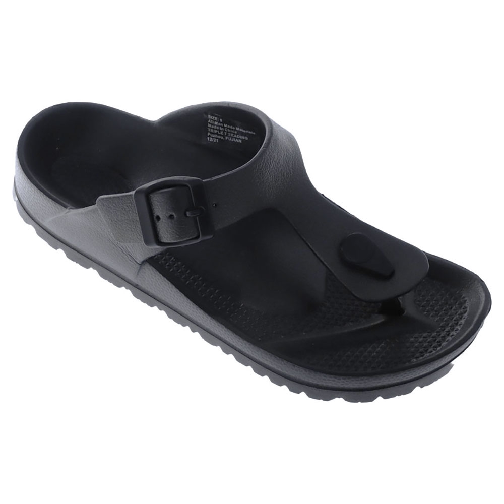Northside Bria women’s open toe sandals in onyx black featuring lightweight slip-on comfort adjustable buckle strap textured footbed and casual summer design