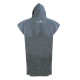 Rear view of slate blue hooded cotton beach poncho towel with lightweight absorbent fabric ideal for beach pool spa and surf changing