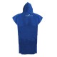 Rear view of electric blue hooded cotton beach poncho towel with lightweight absorbent fabric ideal for beach pool spa and surf changing