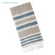 Black Shag Turkish Hand-Loomed Flat-Weave Cotton Beach Towels Set of 3 Set of three Turkish hand-loomed flat-weave cotton beach towels in blue grey and orange striped designs with tassel fringe lightweight quick dry fabric for beach and travel use