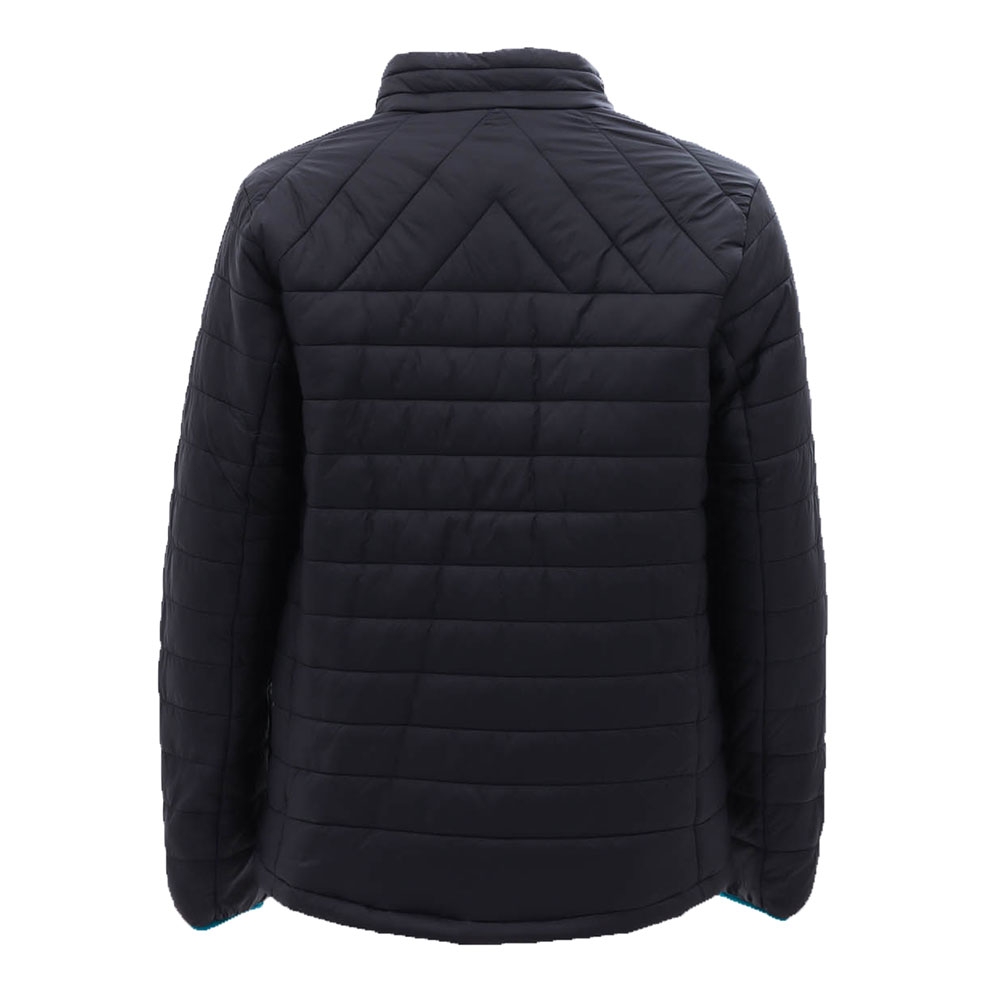 Black padded puffer jacket with lightweight insulated design full zip fastening and thermal quilted construction for winter outdoor wear