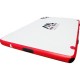 Portable inflatable floating platform with reinforced drop stitch construction designed for marine leisure swimming fishing and yacht docking activities