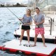 Aqua Marina Island inflatable air platform package including portable floating dock platform hand pump and carry bag for boating swimming and water recreation