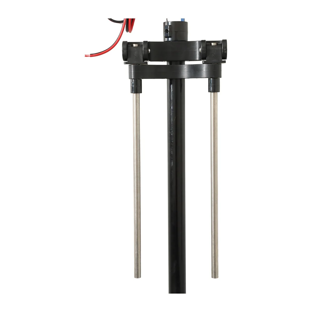 Close up of adjustable mounting bracket and shaft assembly on Aqua Marina T-18 electric trolling motor for inflatable marine boats