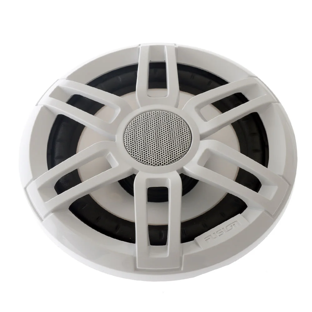 Fusion XS Sports RGB LED Marine Speaker White 6.5in Fusion XS-FL65SPGW 6.5 inch white marine speaker with integrated RGB LED lighting and waterproof sports grille for premium boat audio systems