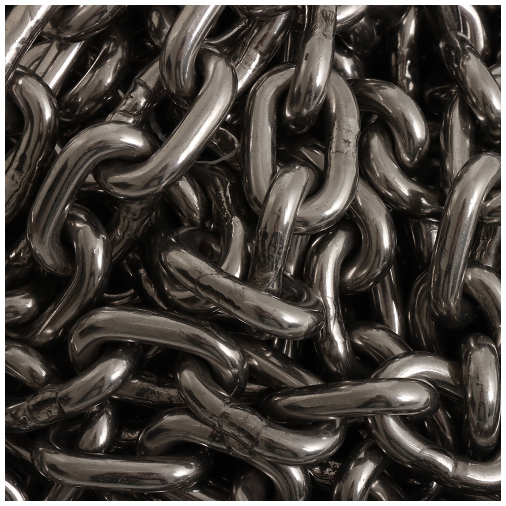Abel Galvanised Anchor Chain Detail Close-up view of heavy-duty galvanised steel anchor chain included in the Abel marine anchor rope and chain kit