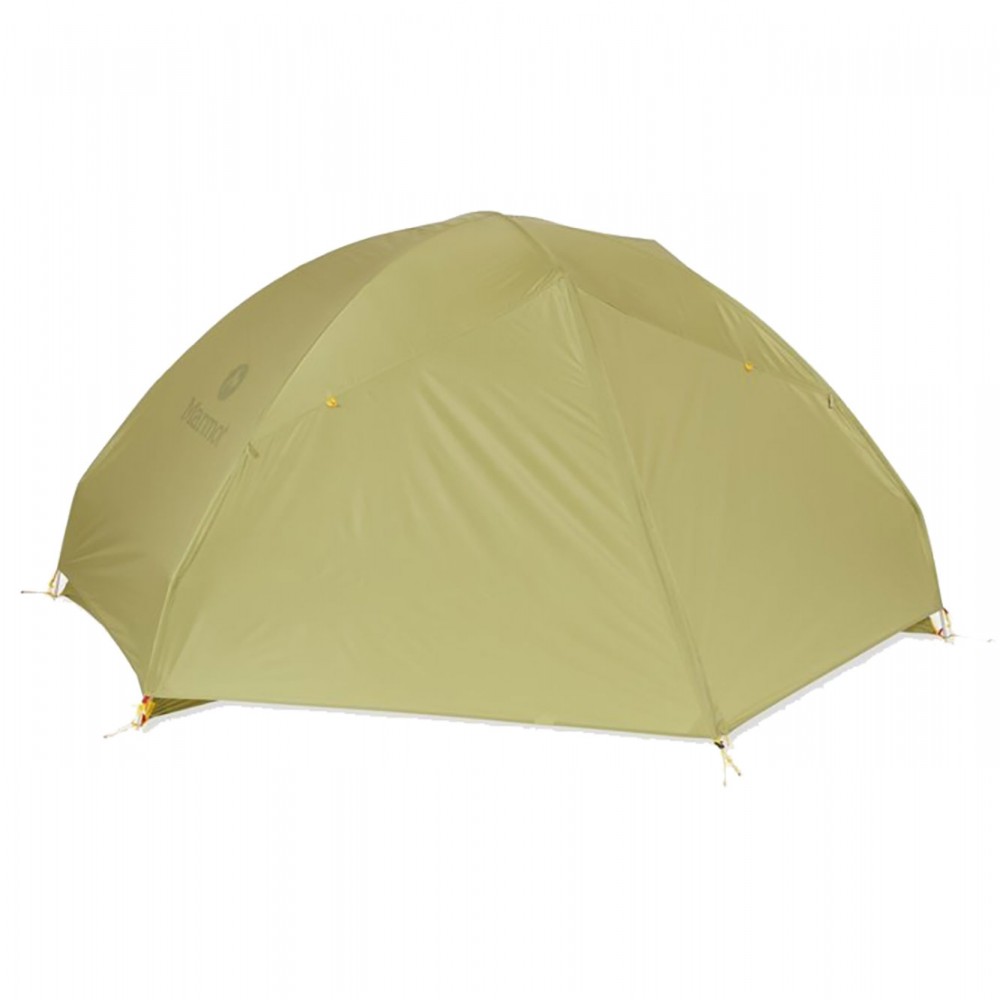 Marmot Tungsten Ultralight 2-person backpacking tent in wasabi green with waterproof rainfly lightweight design and spacious vestibule for hiking and camping