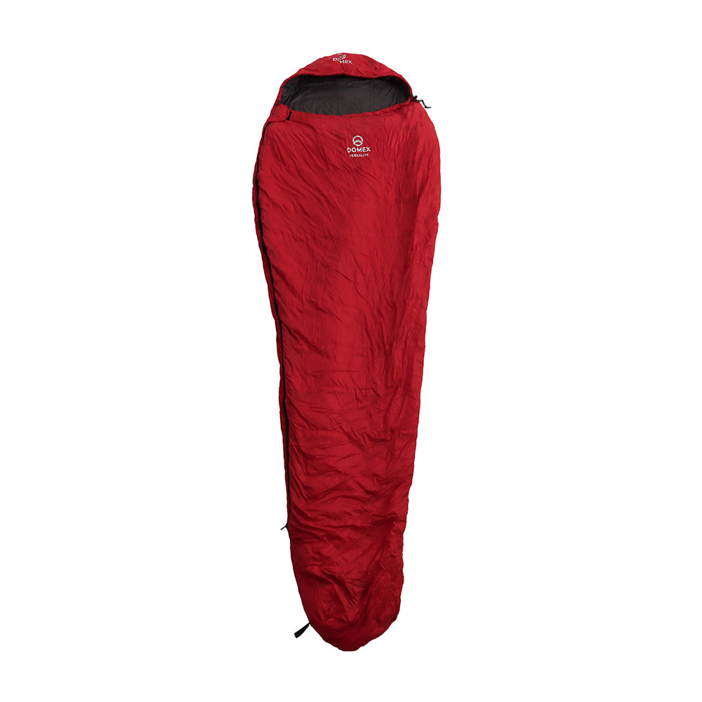 Domex Versalite -6C standard sleeping bag in true red designed for camping, hiking and cold weather outdoor adventures