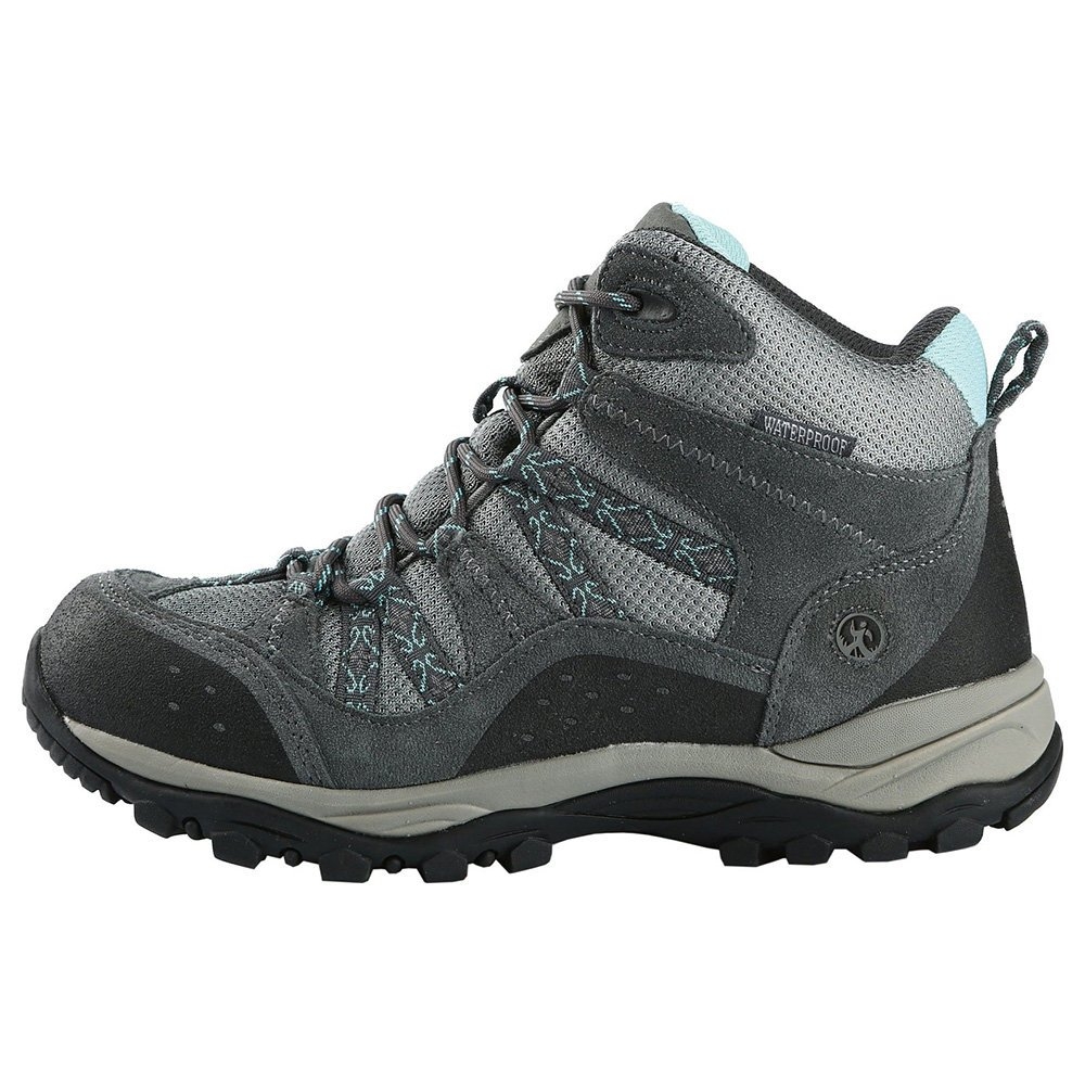 Northside Freemont Womens Mid Hiking Boots Grey Aqua Women’s Northside Freemont mid hiking boots in grey and aqua featuring waterproof construction rugged traction sole cushioned ankle support and durable outdoor hiking design
