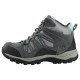 Women’s Northside Freemont mid hiking boots in grey and aqua featuring waterproof construction rugged traction sole cushioned ankle support and durable outdoor hiking design