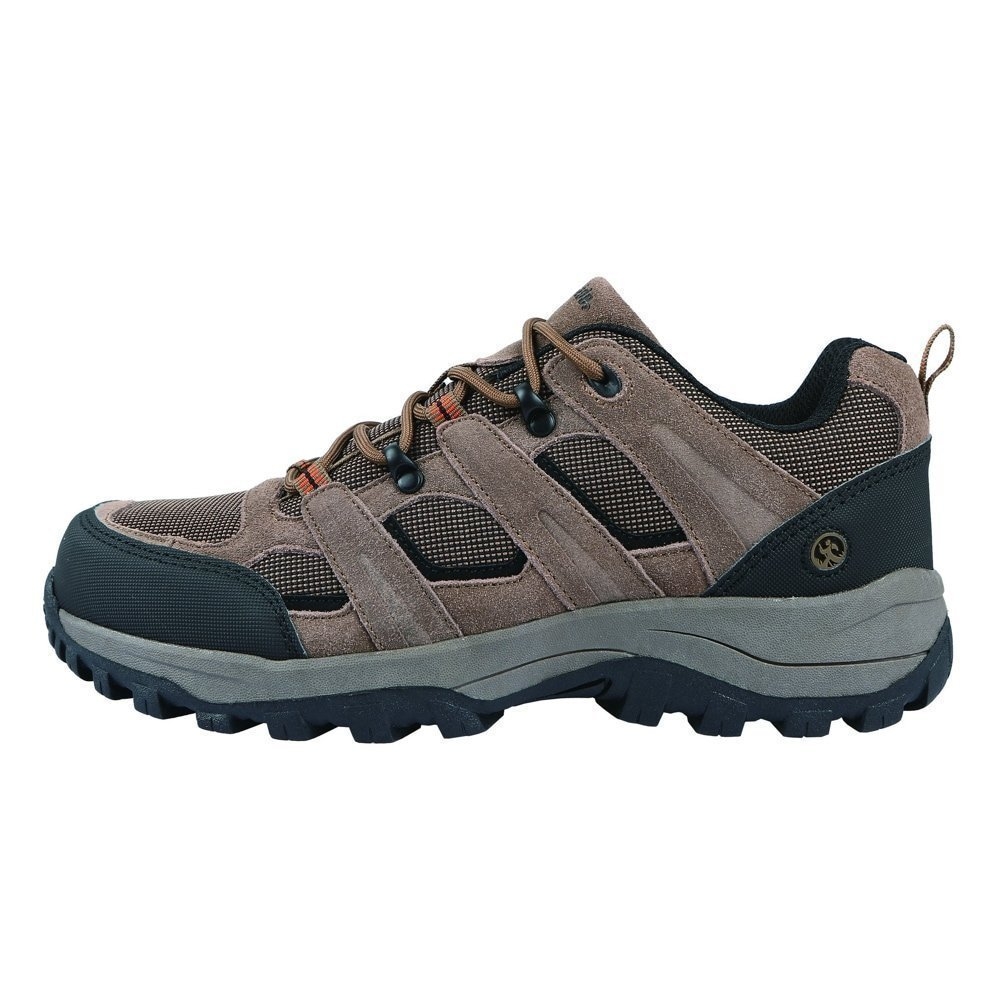 Northside Monroe Mens Low Wide Hiking Boots Brown US9 Northside Monroe men’s low wide hiking boots in brown featuring rugged trail outsole breathable mesh panels cushioned support and durable outdoor hiking design