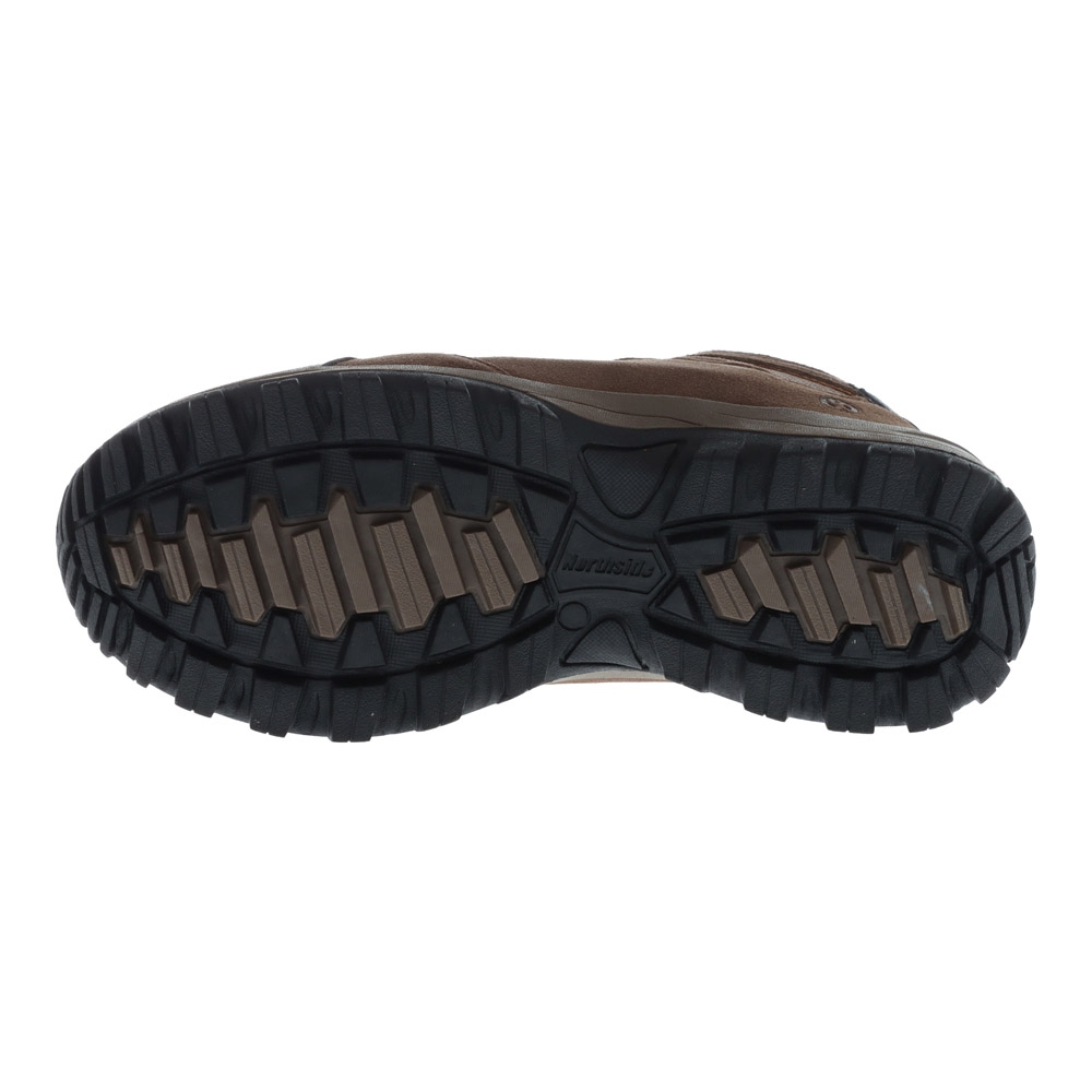 Northside Snohomish men’s mid wide hiking boots in tan and dark honey featuring waterproof construction rugged traction outsole cushioned ankle support and durable trail design