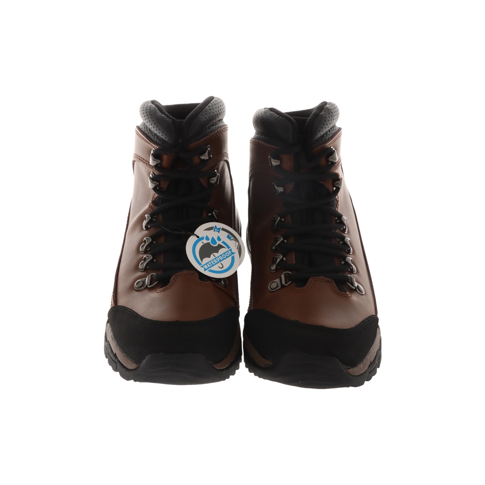 Northside McKinley Waterproof Mens Hiking Boots Brown Northside McKinley waterproof men’s hiking boots in brown leather with padded ankle support rugged traction outsole durable toe protection and outdoor trail design