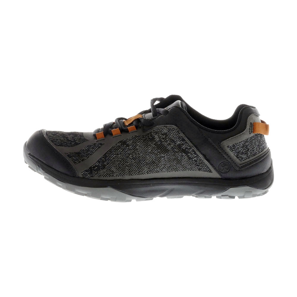 Northside Belmont Trek men’s hiking shoes in black and orange featuring lightweight breathable mesh construction flexible traction sole and durable outdoor trail design