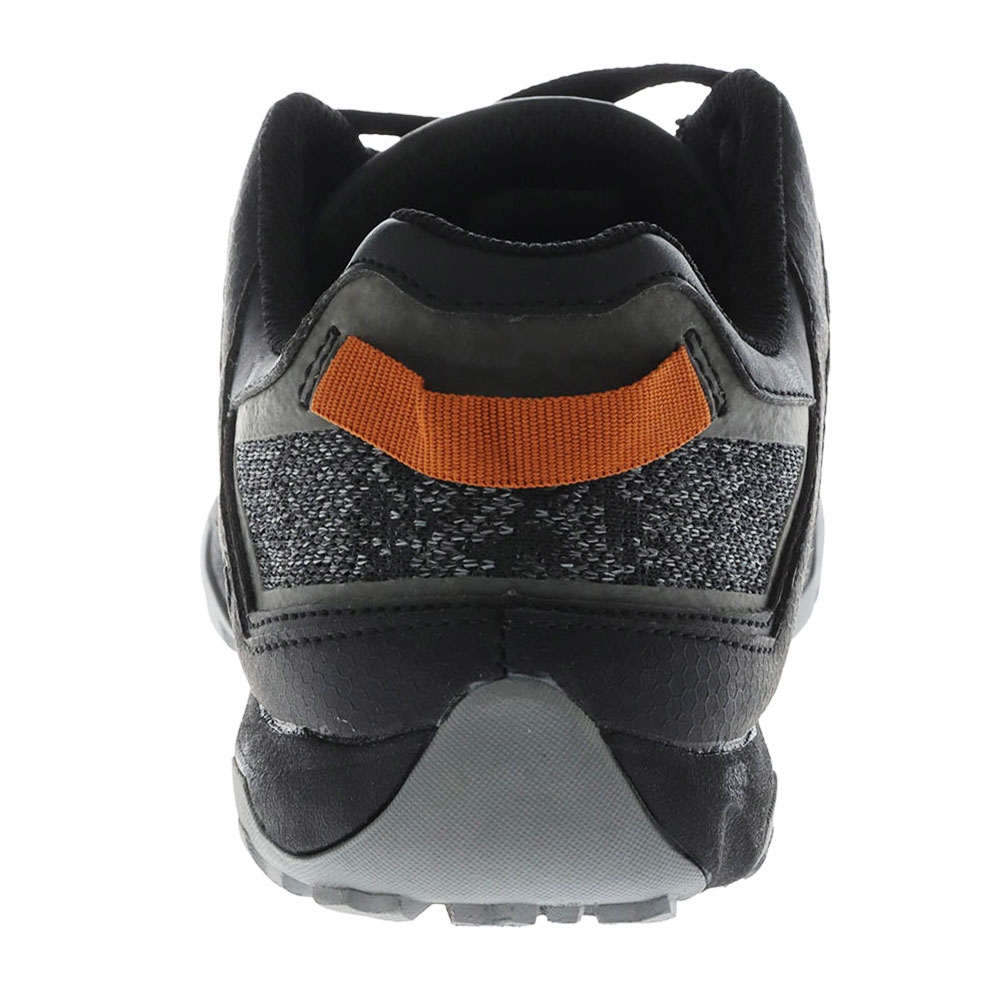 Northside Belmont Trek men’s hiking shoes in black and orange featuring lightweight breathable mesh construction flexible traction sole and durable outdoor trail design