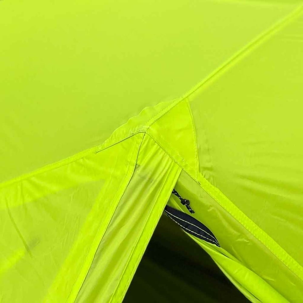 Domex Velocity 2 person ultralight hiking dome tent in bright green designed for backpacking, trekking and lightweight camping adventures