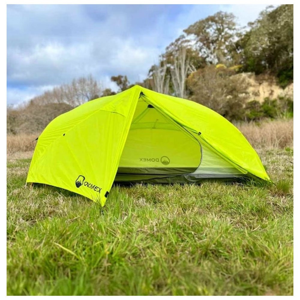Domex Velocity 2 Person Ultralight Hiking Dome Tent Domex Velocity 2 person ultralight hiking dome tent in bright green designed for backpacking, trekking and lightweight camping adventures