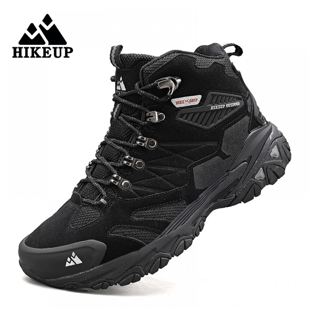 HIKEUP Hiking Shoes in black with lace-up closure and durable rubber outsole