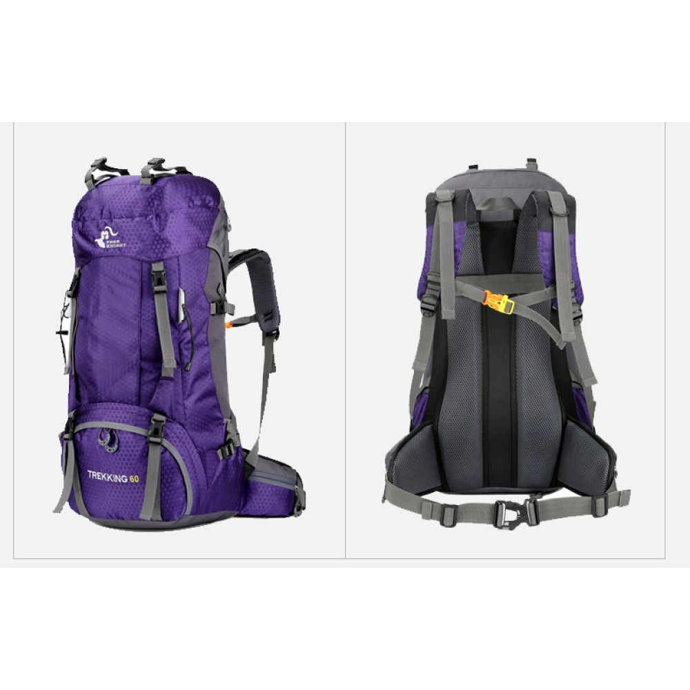 60L Backpack with Adjustable Straps and Rain Cover Pouch