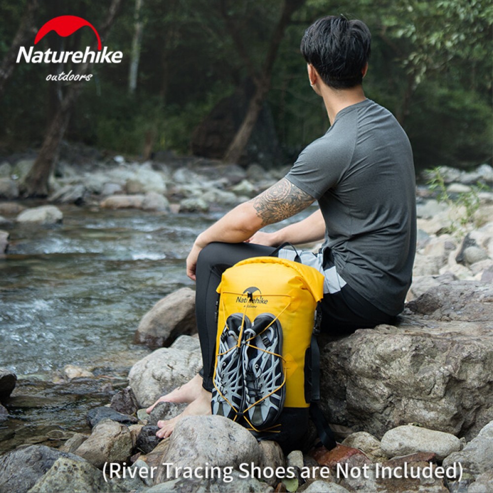 Naturehike 20-40L Waterproof Backpack in Blue with separate compartments for dry and wet items